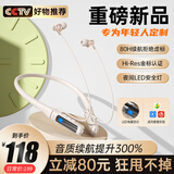 Viken【2024新款|夜间安全灯】挂脖式蓝牙耳机降噪运动无线磁吸颈挂式大电量超长续航跑步新款 【云岩白】通话降噪|超长续航 自带夜光|水晶镜面|八种音效