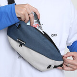 史莱辛格（Slazenger）胸包男士斜挎包休闲单肩包运动腰包挎包潮流骑行包大容量手机包 蓝灰【可容纳7.9寸ipad mini】