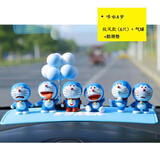 齐选汽车摆件哆啦a梦叮当猫车内饰品车载中控台车内公仔摆件机器猫 披风款6只+大蓝垫+蓝白气球