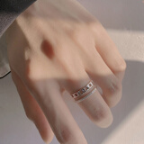 YaoYiZun双层纯银戒指女款情人节礼物高级感生日礼物开口食指戒送女友 S925银镂空镶钻双层戒指