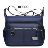 沁度单肩包男士防水尼龙包牛津帆布休闲旅行大容量斜挎包防水学生包潮 L蓝色共七个口袋-超大容量