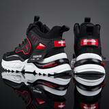 乔丹格兰休闲男冬季高帮保暖棉鞋49鞋子男50皮面运动鞋48大码46老爹鞋47球 黑红10096（网面透气款） 46