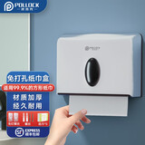 波洛克（Pollock）擦手纸盒壁挂式卫生间纸巾盒免打孔厕所抽纸盒纸巾盒洗手间商用 3828银色打孔+免钉螺丝+5包抽纸