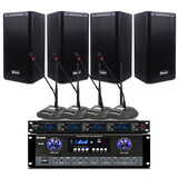 舒乐迪（shuledi）会议室音响套装会议音箱酒店商铺学校舞蹈教学培训演说演出背景音乐壁挂落地两用可上门安装 十英寸音箱4只套装+4话筒(用于300平方内包安装