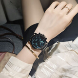 古欧（GUOU）手表女士品牌国表学生石英女款皮带高中女生多功能大表盘潮流腕表 钢带黑枪框