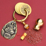 李居明朱砂挂件生肖本命佛钥匙扣护身符铜葫芦五帝钱属龙人个性创意 属龙蛇普贤菩萨