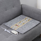 宛仲蕲 艾灸坐垫 家用艾绒加热无烟蒲团艾草包艾灸座椅子艾叶控温艾灸熏凳 亚麻灰（彩带款）电加热坐垫