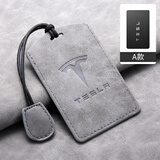 特斯拉卡片钥匙套ModelY3焕新3翻毛皮钥匙包扣壳tesla卡套X配件 【灰色】+【简约绳】