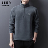 JEEP SPIRIT吉普卫衣男春秋季外套男士休闲运动t恤男抓绒衣上衣男装 灰色 M