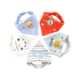 班杰威尔（Banjvall） 婴儿口水巾宝宝三角巾纯棉双层按扣新生头巾围嘴兜春夏秋冬款 蓝色河马(5条混装) 5条装