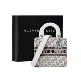 CLEVER & KETCH包包女包新款2023单肩包斜挎包女水桶包刺绣戴妃包生日礼物送女友 米白色-中号