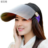 诺芝萌空顶帽子 女士夏季遮阳帽 女士太阳帽 户外骑车遮脸发箍大檐帽子 紫色 头箍设计