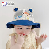 卡度熊（KADUXIONG）宝宝帽子夏季薄款婴儿男童女童遮阳帽儿童防晒帽渔夫帽夏款太阳帽 小熊网款-蓝色 3-12个月（建议头围43-47cm)