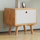 舒歌床头柜实木 原木床头柜卧室小型实木床头柜简易 小床头柜现代简约 40cm高 简约 白色 单抽屉 