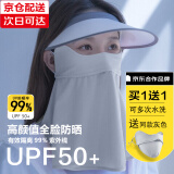 素锦初澜防晒口罩女夏季骑开车防紫外线面罩透气冰丝立体遮阳加大薄款男 升级透气长款【灰色】