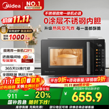 美的（Midea）空气炸微波炉烤箱一体机 800W变频  不锈钢腔体 智能解冻  低噪音23L（C2F1）