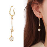 耳挂女无耳洞超仙流苏耳坠新款潮气质免打孔耳环无痛耳夹长款耳饰8 猫眼石小星星耳挂一对