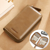 斐曼钥匙包男士大容量真皮复古拉链零钱包多功能汽车收纳锁钥包牛皮男