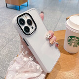 诺康士 苹果16Promax手机壳 沙漠金iPhone15暗夜紫16e透明金属圈14Pro耐脏高级感防摔全包高端13/12 【透明白】高透防摔耐黄-贈钢化膜 iPhone 16 Promax