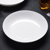 红牡丹骨瓷碗盘家用纯白圆盘釉下彩盘子鱼盘系列单品盘子碟组合中西餐盘 纯白8寸饭盘 8英寸