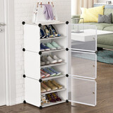 唯良 简易鞋柜门口收纳客厅玄关柜组装防尘树脂膜片多功能宿舍收纳柜 1列6层白色【透明简约款】
