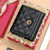 金利来女包牛皮钱包女新款零钱包时尚多卡位票夹新年礼物 黑色