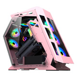 玩嘉 大咖PRO电脑机箱atx大板水冷机箱全侧透游戏主机箱网吧异型机箱台式机30系列长显卡机箱 大咖PRO粉色单机箱【无风扇】