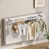 天地鱼插挂式暖气片晾衣架毛巾杆烤衣杆钢板式专用供暖多功能烘衣服挂架 双杆【90cm】免安装