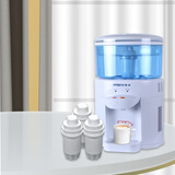 清清迷你饮水机小型台式家用桌面恒温直饮水机过滤饮水机净水器加热一体机带净水桶白色 尊享套餐【含三芯】 温热型