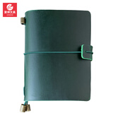 聚绅（JUNDSAM）真皮笔记本本子旅行本 盖章打卡本 手帐本复古日记本头层牛皮记事本商务会议记录本 墨绿 随身款