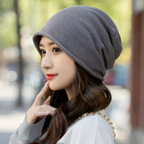 里普翎秋冬帽子女冬季保暖包头帽时尚护耳毛线套头帽秋棉睡帽产后月子帽 灰色 均码（55cm-60cm）