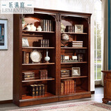 乐满庭 美式乡村实木书柜 欧式仿古书柜木质雕花组合书柜美式书架展示柜 组合书柜1.83米