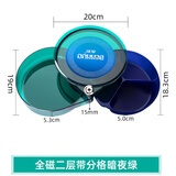 本诺全磁拉饵盘强磁拉丝盘竞技散炮盆鱼饵饵料盒钓鱼钓箱钓椅地插通用 23颗全磁二层带分饵盒（暗夜绿） 无规格