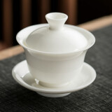 兮元记羊脂玉瓷三才盖碗茶杯德化白瓷单个大号陶瓷泡茶碗功夫茶具 禾茗盖碗-160ml-适合多种茶叶