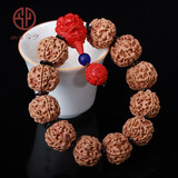 今夕尼泊尔五瓣金刚菩提子手串5瓣高密配饰款2.0单圈男士佛珠文玩把件 朱砂琉璃款20mm