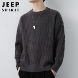 JEEP SPIRIT吉普毛衣男秋冬季韩版针织衫男士波纹毛线衣打底衫 中灰 XL 