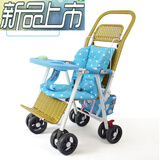 恩曜夏季婴儿竹藤推车轻便宝宝仿藤推车儿童竹子小推车小孩藤椅藤编车 嘴猴/可坐可躺/坐垫蓝