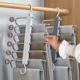 盖江 折叠裤架多功能多层裤子衣架家用魔术裤夹衣柜收纳神器裤挂架 灰色不锈钢（裤架） 1个