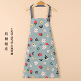 羽尔乐新款韩版可爱棉质帆布围裙女家用厨房做饭防污透气耐磨时尚小清新  【帆布挂脖】绿底兔子