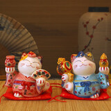 吉善缘 夫妻猫招财猫摆件 结婚礼物送新娘闺蜜新人朋友婚庆新婚订婚礼品 小号幸福良缘一对【彩盒包装】