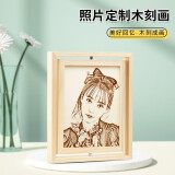 山迪生日礼物女木刻画照片定制结婚周年纪念日520送老婆女友走心礼物 旋转款8寸礼盒装【定制2张照片】
