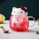 HELLO KITTY（凯蒂猫）三丽鸥高硼硅玻璃杯马克杯喝水杯带盖卡通可爱杯子泡茶家用库洛米 凯蒂猫带盖玻璃杯 400ml