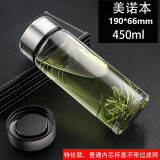 明而雅 单层玻璃杯超大容量男士大号水杯子加厚透明车载泡茶杯定制刻字 美诺本450ml无茶隔