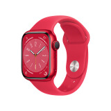 Apple Watch Series 8 智能手表GPS款41毫米红色铝金属表壳红色运动型表带 健康电话手表 MNP73CH/A