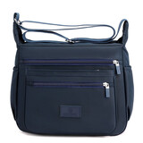 小安熊女士单肩包斜挎布包尼龙布大容量多层防水时尚百搭斜跨包女妈妈包 深蓝色