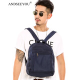 ANDSEEYOU品牌 双肩包男 轻便防水男士双肩背包休闲旅行背包纯色男包小包 宝蓝色小码