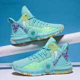 科比纪念版篮球鞋男毒液5青年学生儿童皮面防水运动鞋6欧文7防滑耐磨摩擦有声音速9实战水泥地高帮战靴8 A803青色 【标准尺码】 37