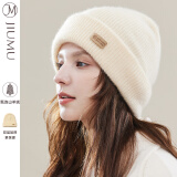 玖慕（JIUMU）纯羊绒帽子女秋冬季保暖毛线帽月子帽女士针织帽冬天防寒帽 MR018 荞麦色
