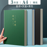 慢作 a4超厚笔记本子笔记本文具记事本加大号加厚学生考研空白笔记本网格方格本康奈尔笔记本 【3本A4】黑+墨绿+灰蓝 超厚400页