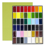 吴竹（KURETAKE）日本进口固体水彩颜料国画颜料套装水彩画颜料分装固体水粉固彩便携透明水彩 48色